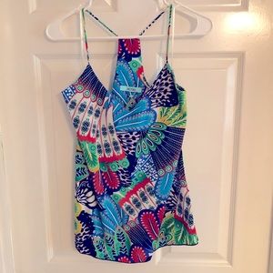 Karlie spaghetti strap tropical print shirt